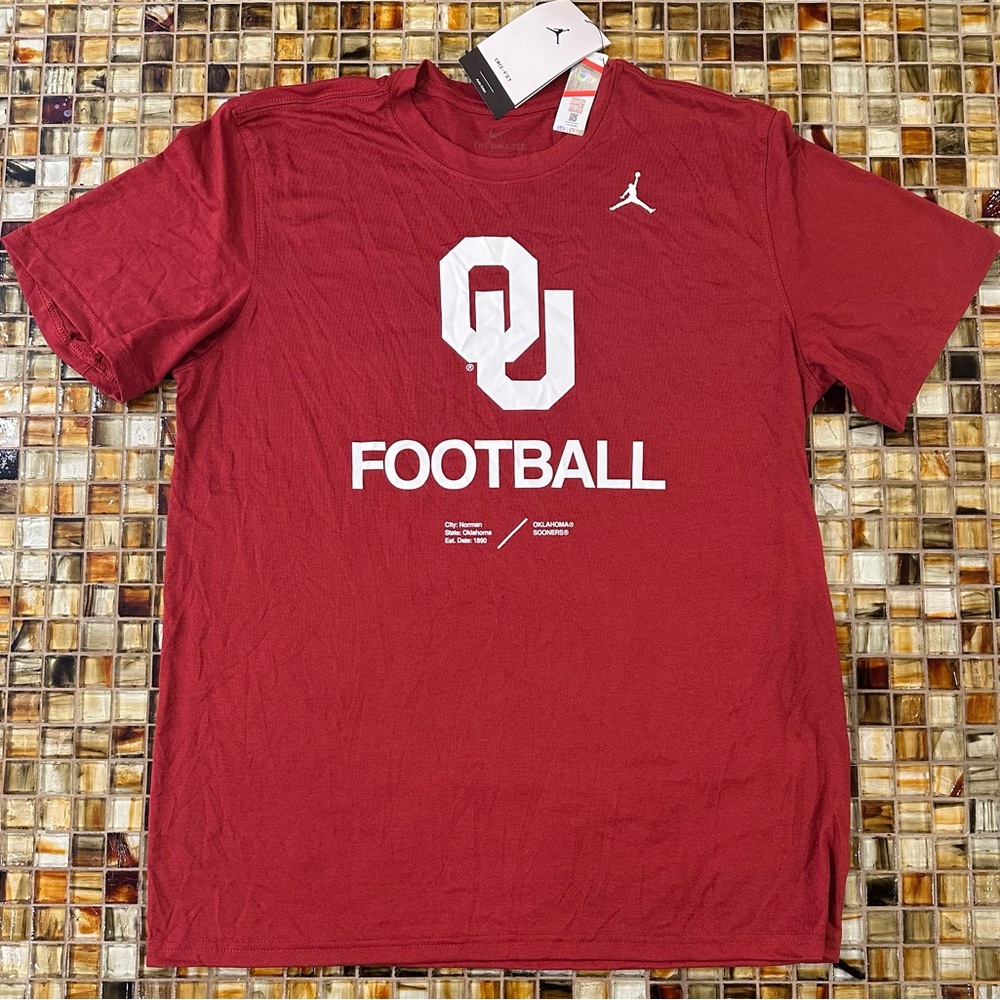 NWT Oklahoma Sooners Football Jordan Dri-Fit Nike Tee T-Shirt~Large